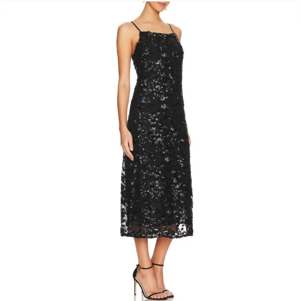 rag & bone Black Sequin Midi Slip Dress